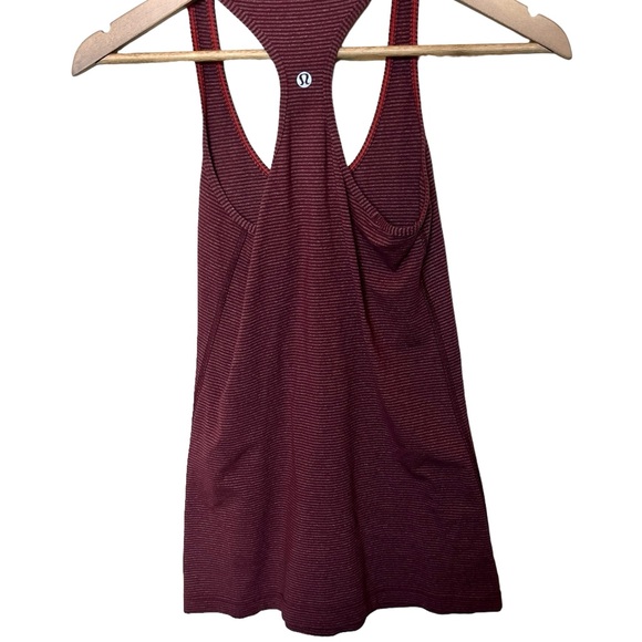Lululemon Maroon Striped Halter Tank Top Size 2 - Picture 2 of 4